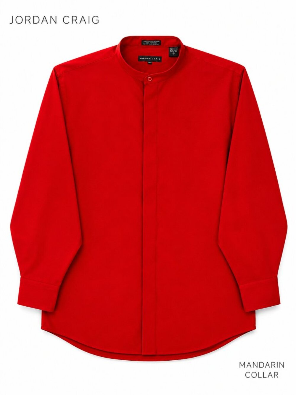 Jordan Craig ❤️ Bold Red Mandarin Collar Shirt XL Minimalist Modern